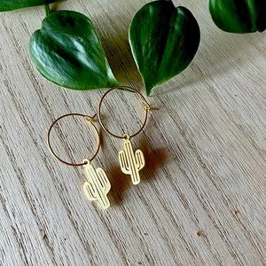 Cactus Hoops, plant lovers, cactus earrings, plant mom earrings, dessert theme